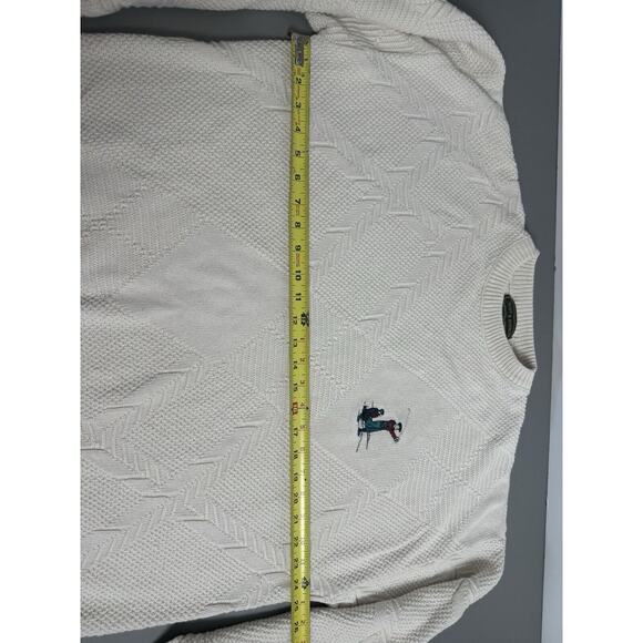 Vintage Croft And Barrow Golf Sweater Mens XL Cream Knit Crew Neck - Picture 4 of 8